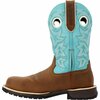 Rocky Rosemary Womens Waterproof Composite Toe Western Boot, BROWN TURQUOISE, W, Size 8 RKW0412